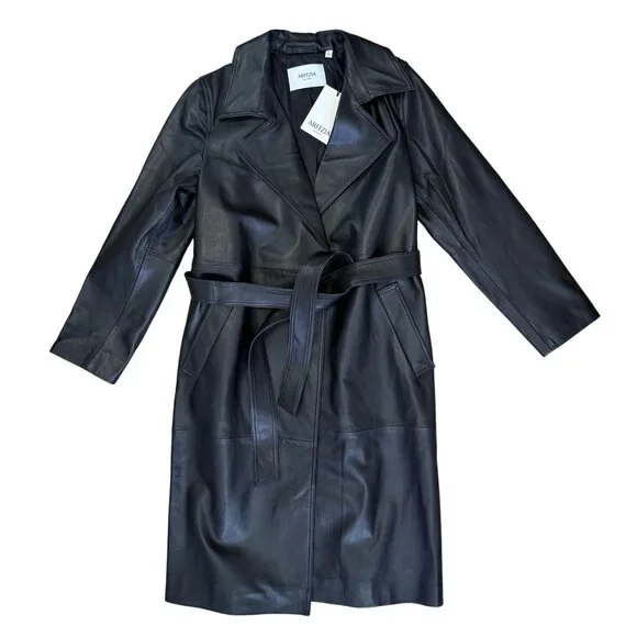 ARITZIA Silva 100% Leather Trench Coat NWT M $698 - Picture 2 of 8